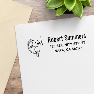 Vis Bijt op Visserhaak Adres Rubberstempel