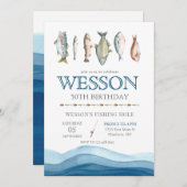 Vis Birthday Invitation, Gevist Mannelijke dag Kaart (Voorkant / Achterkant)