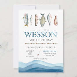 Vis Birthday Invitation, Gevist Mannelijke dag Kaart