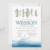 Vis Birthday Invitation, Gevist Mannelijke dag Kaart (Voorkant)