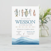 Vis Birthday Invitation, Gevist Mannelijke dag Kaart (Staand voorkant)