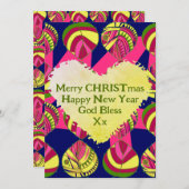 Vis bladeren geel magenta groene kerst feestdagenkaart (Voorkant / Achterkant)