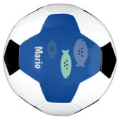 Vis Blauw  Monogram Naam   Voetbal (Gedraaid)
