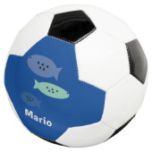 Vis Blauw  Monogram Naam   Voetbal (Drie kwart)