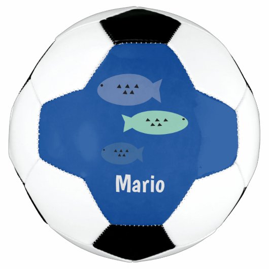 Vis Blauw  Monogram Naam   Voetbal (Voorkant)