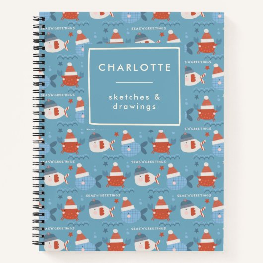 Vis Blauw Rood Notitieboek (Voorkant)