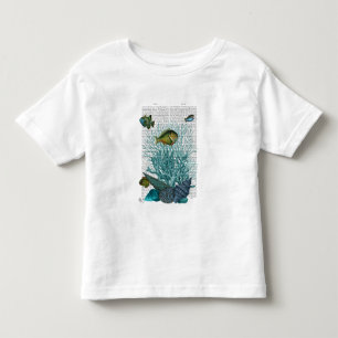 Vis, blauwe schalen en koralen kinder shirts