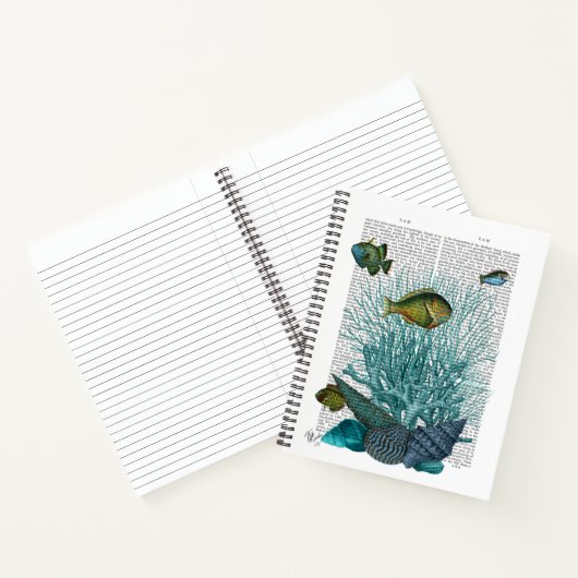 Vis, blauwe schalen en koralen notitieboek (Binnen)