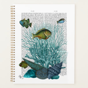 Vis, blauwe schalen en koralen planner