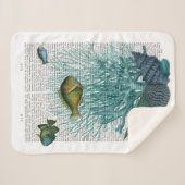 Vis, blauwe schalen en koralen sherpa deken (Voorkant (horizontaal))