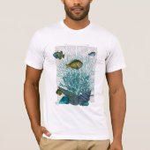 Vis, blauwe schalen en koralen t-shirt (Voorkant)
