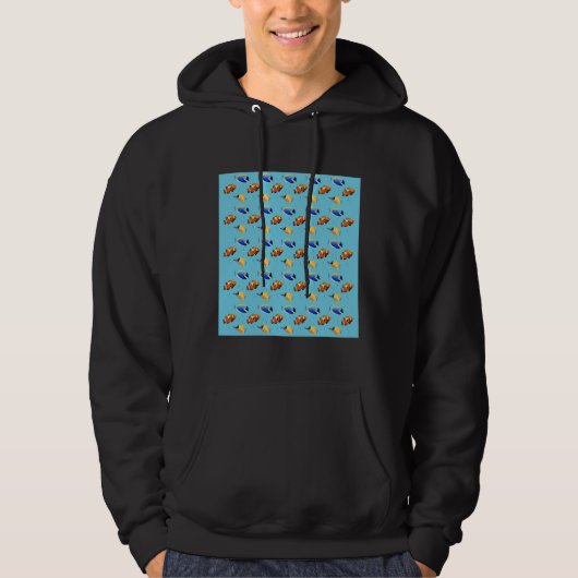 Vis Blauwe Tang En Konijn Vis Actief Hoodie (Voorkant)