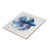 Vis blauwe Waterverf keramische Tegel Tegeltje (Zijkant)