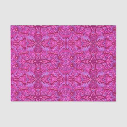 Vis Bohemian Arabesque Pattern Magenta Tissuepapier (Voorkant)