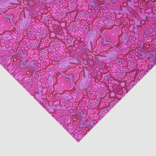 Vis Bohemian Arabesque Pattern Magenta Tissuepapier (Detail)