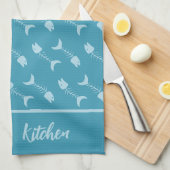 Vis Bot Patroon Teal Keukenhanddoeken (Quarter Fold)