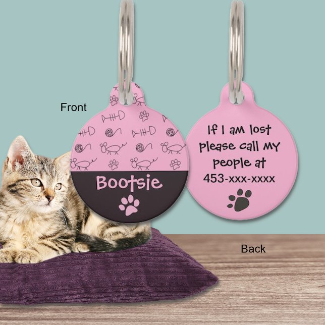 Vis Botten en Muizen Kat Huisdierpenning (Creator heeft geüpload)