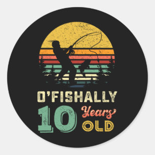 Vis cadeau voor 10 jaar oude kinderen 10 jr Tien j Ronde Sticker