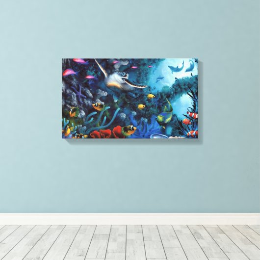 vis canvas afdruk (Insitu (Houten vloer))