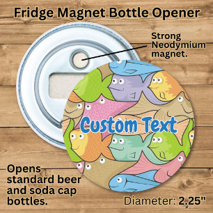Vis cartoon flesopener button flesopener