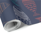 Vis Cartoon Patroon Cadeaupapier (Rol Hoek)