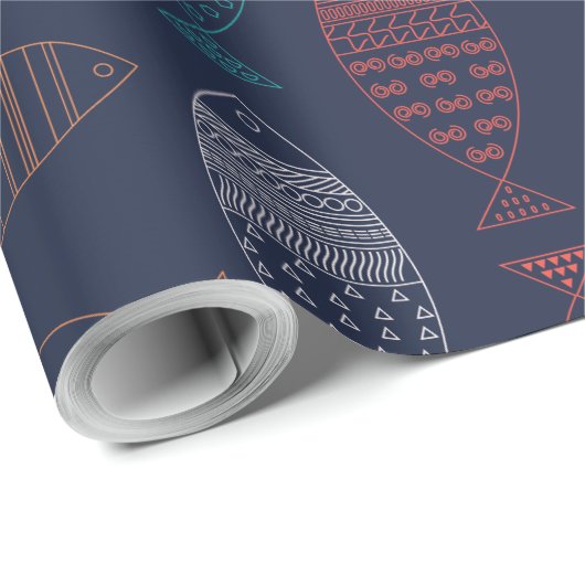 Vis Cartoon Patroon Cadeaupapier (Rol Hoek)