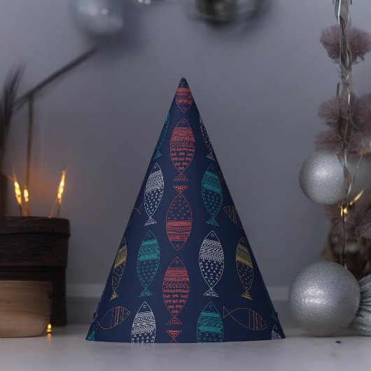 Vis Cartoon Patroon Feesthoedjes