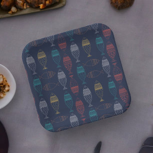 Vis Cartoon Patroon Papieren Bordje