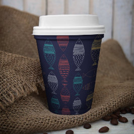 Vis Cartoonpatroon Papieren Bekers