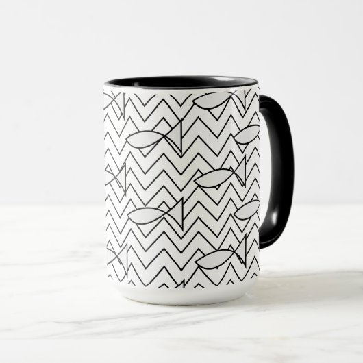 Vis Chevron Streep Geometrisch Patroon Mok (Voorkant rechts)
