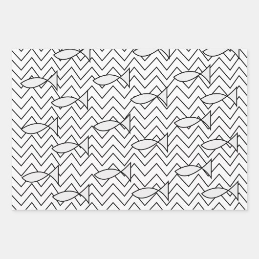 Vis Chevron Stripe Geometric Pattern Inpakpapier Vel (Voorkant 2)