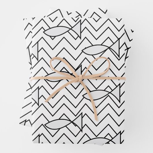 Vis Chevron Stripe Geometric Pattern Inpakpapier Vel (In situ)