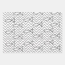 Vis Chevron Stripe Geometric Pattern Inpakpapier Vel