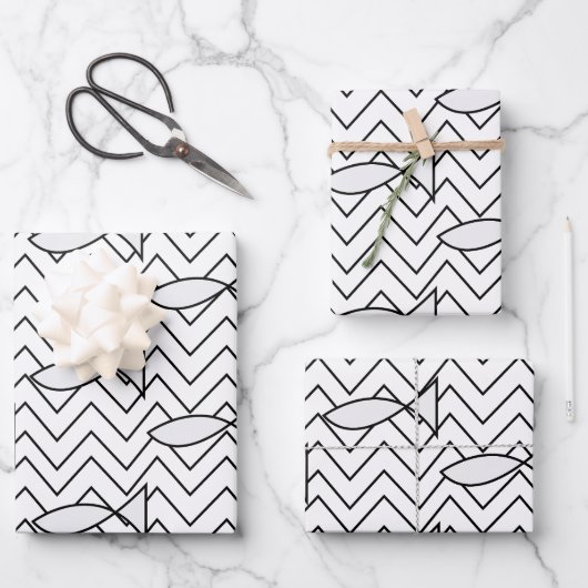 Vis Chevron Stripe Geometric Pattern Inpakpapier Vel (Voorkant)