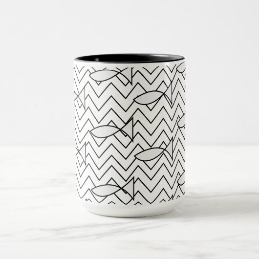 Vis Chevron Stripe Geometric Pattern Mok (Midden)