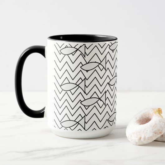 Vis Chevron Stripe Geometric Pattern Mok (Met donut)