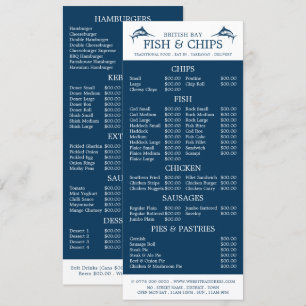 Vis & Chip Shop Restaurant Slimline Menu