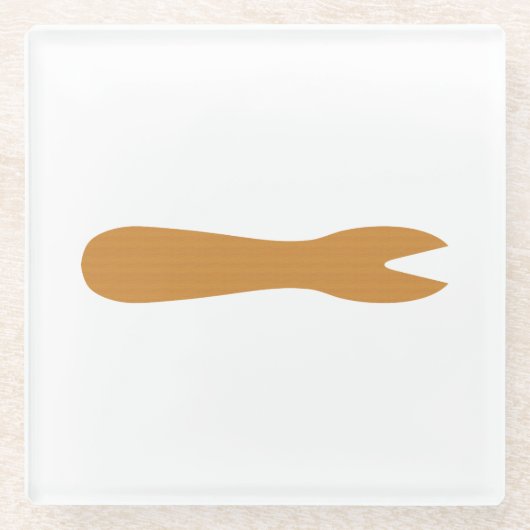 Vis & Chips Shop Wooden Fork Glazen Onderzetter (Voorkant)