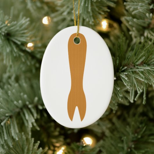 Vis & Chips Shop Wooden Fork Keramisch Ornament (Boom)