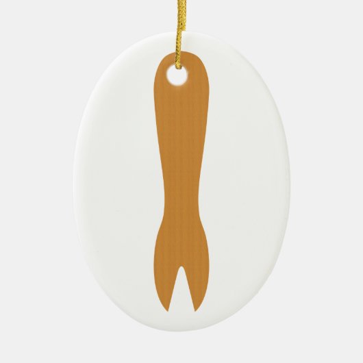 Vis & Chips Shop Wooden Fork Keramisch Ornament (Voorkant)
