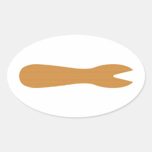 Vis & Chips Shop Wooden Fork Ovale Sticker