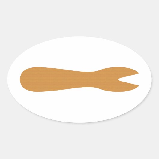 Vis & Chips Shop Wooden Fork Ovale Sticker (Voorkant)