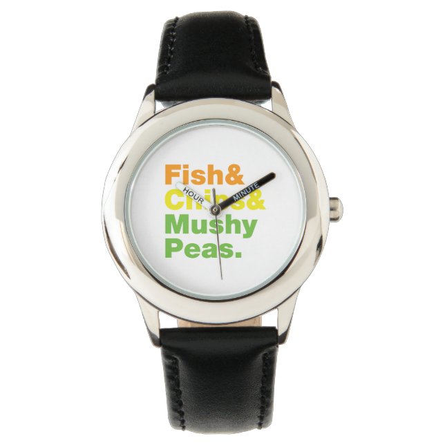 Vis & Chips & Witte Erwtenpuree. Horloge (Voorkant)