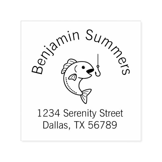 Vis die bijt Vist Hook Arch Adres Zelfinktende Stempel (Design)