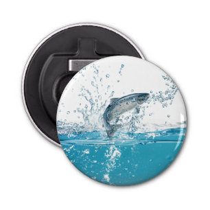 Vis die uit het water pompt button flesopener