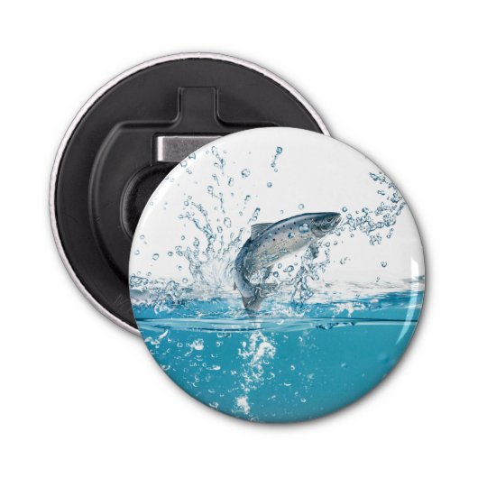 Vis die uit het water pompt button flesopener (Voorkant)