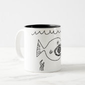 Vis Eats Brain Tweekleurige Koffiemok (Voorkant links)