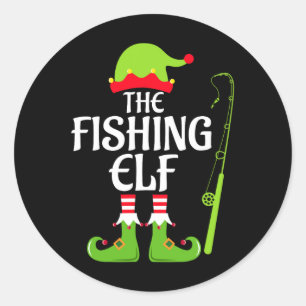 Vis Elf Overeenkomstige Familie Groep Kerstfeest Ronde Sticker