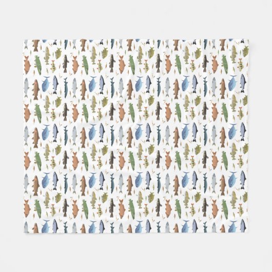 Vis en aas fleece deken (Voorkant (Horizontaal))