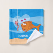 Vis en aas in liefde bad handdoek (Wasdoekje)